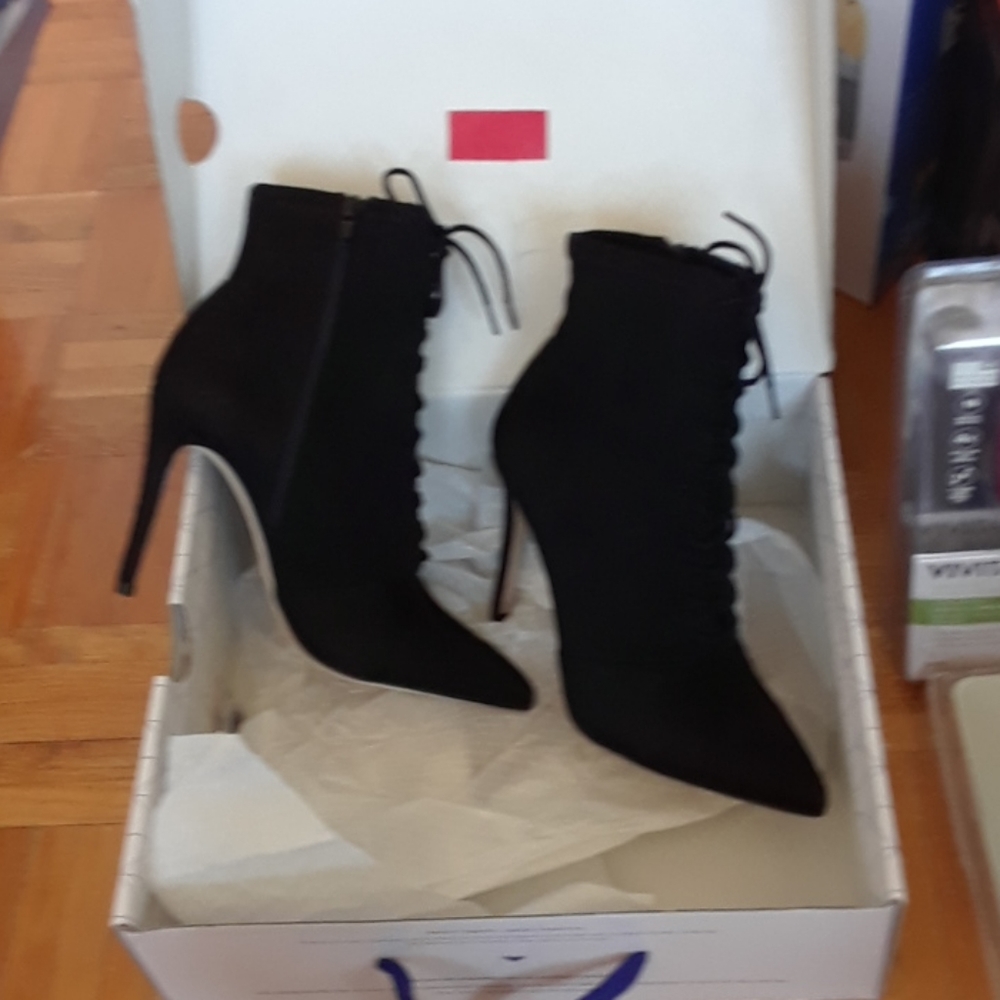 Devil Queen high heeled suede ankle boots